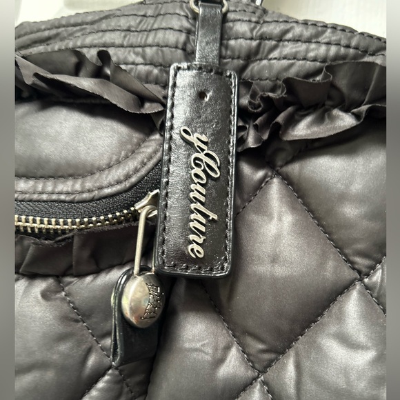 Juicy Couture Vintage Y2K Black Quilted Puffer Multipocket satchel/tophandle bag - Picture 4 of 10